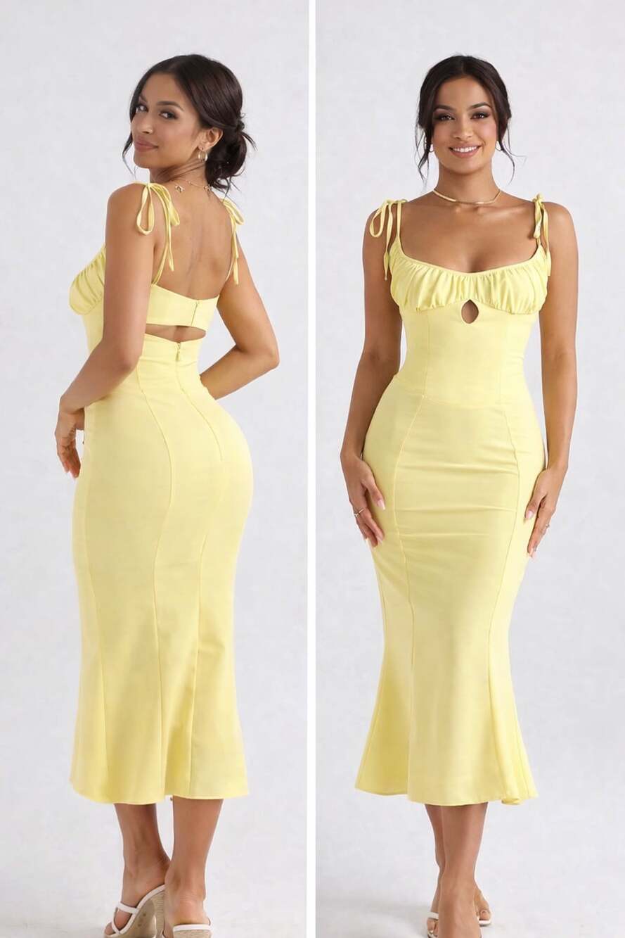 House Of Cb 'Soren' Keyhole Cutout Mermaid Midi Dress Small